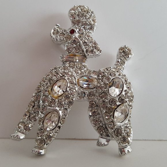 Vintage PELL Signed French Poodle Figural Rhinestone Brooch Pin - Picture 6 of 13